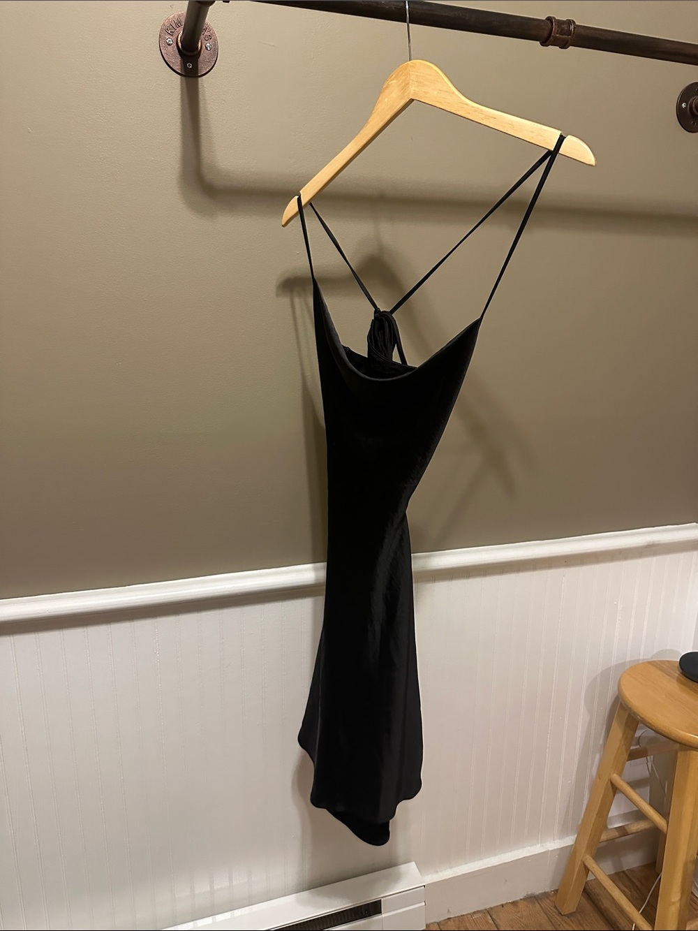 Forever 21 Black Strapless Slip Dress with Thin Spaghetti Straps